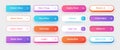 UI button. Website rectangular modern action interface elements. App click download and subscribe screen icons for user