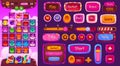Ui candy match game interface with button and icon Royalty Free Stock Photo
