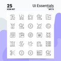 25 Ui Essentials Icon Set. 100% Editable EPS 10 Files. Business Logo Concept Ideas Line icon design