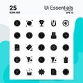 25 Ui Essentials Icon Set. 100% Editable EPS 10 Files. Business Logo Concept Ideas Solid Glyph icon design