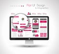 UI Flat Design Elements in a modern HD screen computer Royalty Free Stock Photo