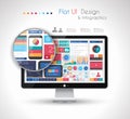 UI Flat Design Elements in a modern HD screen computer: Royalty Free Stock Photo