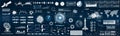 UI, HUD, GUI big elements collection. Futuristic interface set for VR, game and web design. HUD elements - charts, audio Royalty Free Stock Photo