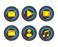 ui icon neon style mail,play,gallery,musick