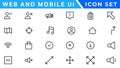 UI icons set. Vector. For mobile, web, social media, business. User interface elements for mobile app. Simple modern design Royalty Free Stock Photo