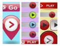 UI interface button cards design play media internet website element online player mark click vector illustration.