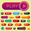 UI interface button play media internet website element online player mark click vector illustration. Royalty Free Stock Photo