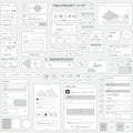UI kit design layout featuring various interface elements in grayscale. Includes Royalty Free Stock Photo