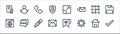 ui line icons. linear set. quality vector line set such as checked, loading, mail, browser, unlock, phone, full screen, user