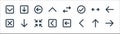 Ui line icons. linear set. quality vector line set such as right arrow, left arrow, left arrow, cross, opposite arrows, left Royalty Free Stock Photo