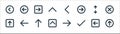 Ui line icons. linear set. quality vector line set such as up arrow, check mark, up arrow, up arrow, opposite arrows, right left Royalty Free Stock Photo