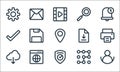 Ui line icons. linear set. quality vector line set such as user, shield, cloud computing, unlock, browser, checked, download,