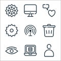 ui master line icons. linear set. quality vector line set such as avatar, list, eye, remove, wifi, setting, favorite, monitor