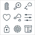 ui master line icons. linear set. quality vector line set such as box, gear, lock, filter, cloud, love, share, zoom in