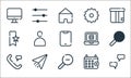 Ui master line icons. linear set. quality vector line set such as chat, zoom out, phone call, calendar, send, bookmark, list,