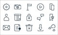 Ui master line icons. linear set. quality vector line set such as cloud, trash bin, email, download, add file, avatar, chat, play