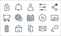 Ui master line icons. linear set. quality vector line set such as share, copy, battery, email, home, cart, play, filter,