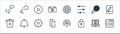 Ui master line icons. linear set. quality vector line set such as website, lock, copy, trash bin, search, play, gear, share