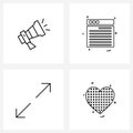 UI Set of 4 Basic Line Icons of advertising, expand, web, internet, love