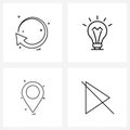 UI Set of 4 Basic Line Icons of arrow, navigations, reset, business, navigation Royalty Free Stock Photo