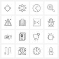 UI Set of 16 Basic Line Icons of attention, search, navigation, intelligence, business Royalty Free Stock Photo