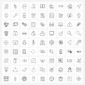 UI Set of 81 Basic Line Icons of authorized document, hands, avatar, safe, heart