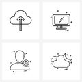 UI Set of 4 Basic Line Icons of backup, profile, arrow, home appliances