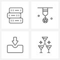 UI Set of 4 Basic Line Icons of book, arrow, file, medal, glass