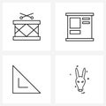 UI Set of 4 Basic Line Icons of brazil, triangle, new, document, basic