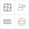 UI Set of 4 Basic Line Icons of business, text, strategy, male, card