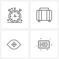 UI Set of 4 Basic Line Icons of chronometer, goal, travel, hotel, target