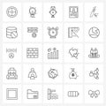 UI Set of 25 Basic Line Icons of cricket, games, bear, banking, avatar Royalty Free Stock Photo