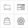 UI Set of 4 Basic Line Icons of files, market, folder, internet, medical