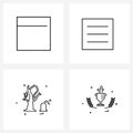 UI Set of 4 Basic Line Icons of grid, festival, list, Halloween, games