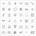 UI Set of 36 Basic Line Icons of id, angel, cart, valentine`s day, love Royalty Free Stock Photo