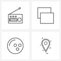 UI Set of 4 Basic Line Icons of radio, healthy, control, activities, navigation