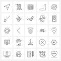 UI Set of 25 Basic Line Icons of reset, arrow, cube, bottom, multi