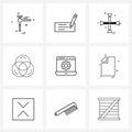 UI Set of 9 Basic Line Icons of seo, graphic, cross, essential, creative