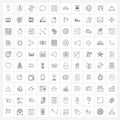 UI Set of 100 Basic Line Icons of travel, hotel, team, communication, chat