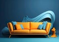 UI sofa design website for a 3d web development studio with 3D illustration