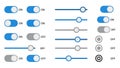 UI Toggle Switches, Sliders, and Radio Buttons Set Royalty Free Stock Photo