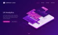 Ui ux analytics dashboard isometric landing page Royalty Free Stock Photo