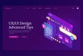 Ui ux design advanced tips isometric landing page Royalty Free Stock Photo