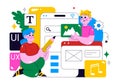 Ui Ux Design Vector Illustration Featuring Application and Software Website Development with App Coding in a Flat Style Cartoon Royalty Free Stock Photo