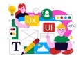 Ui Ux Design Vector Illustration Featuring Application and Software Website Development with App Coding in a Flat Style Cartoon Royalty Free Stock Photo