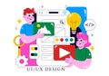 Ui Ux Design Vector Illustration Featuring Application and Software Website Development with App Coding in a Flat Style Cartoon Royalty Free Stock Photo