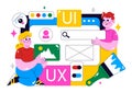 Ui Ux Design Vector Illustration Featuring Application and Software Website Development with App Coding in a Flat Style Cartoon Royalty Free Stock Photo