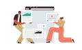 UI UX design of website page interface. Web designers creating layout of webpage elements. People making, arranging Royalty Free Stock Photo