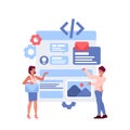 Ui Ux Designer Characters Working On Website Or Application Wireframe Create Design And Programming Mobile App Royalty Free Stock Photo