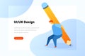 Ui UX Designer Holding Pencil Flat vector illustration. Landing Page design template